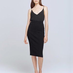 L'Agence Jessica Black Rib Knit Midi Skirt M